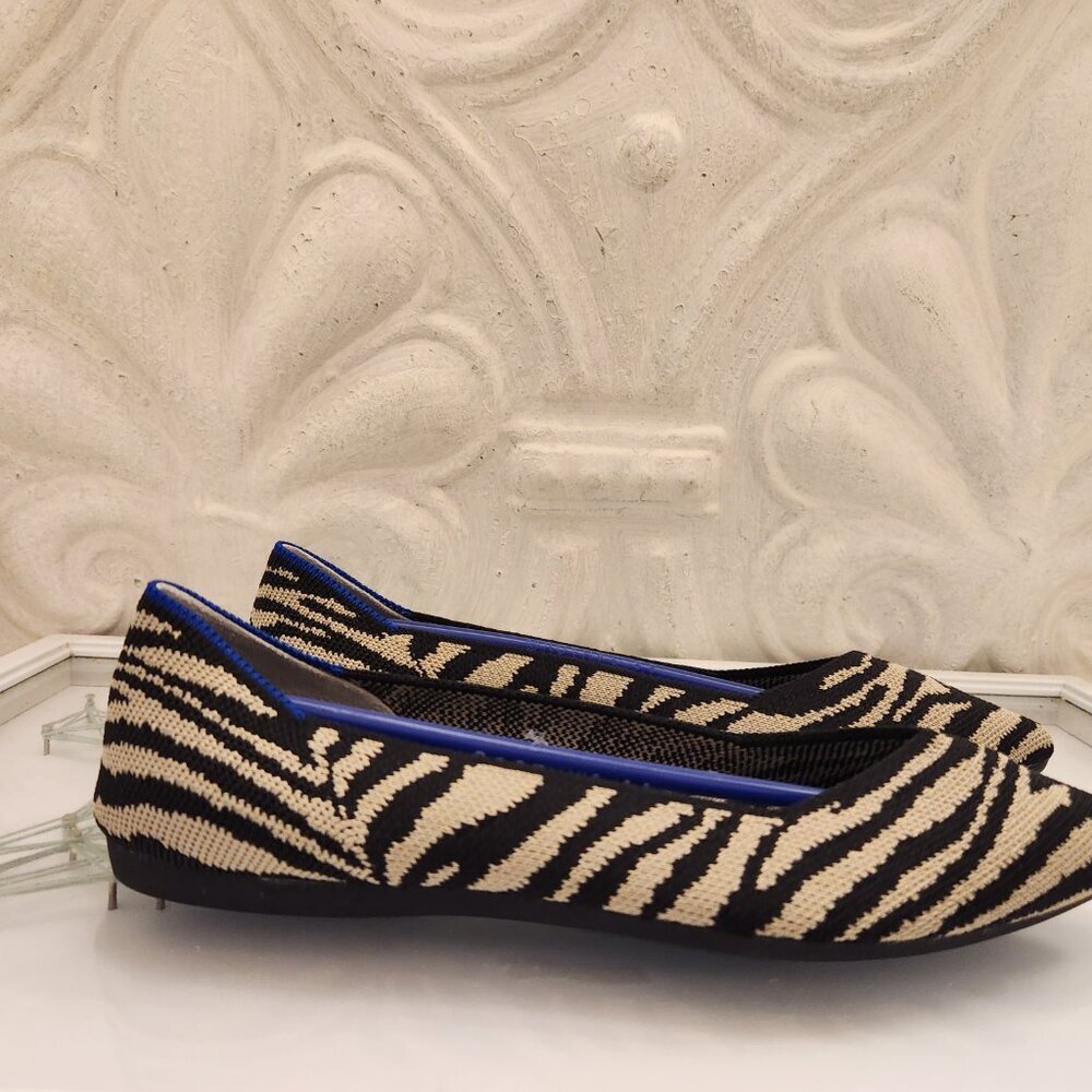 Rothy's Black/Cream Zebra Point toe flats. NWT. Size 6 - Picture 2 of 8
